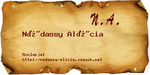 Nádassy Alícia névjegykártya